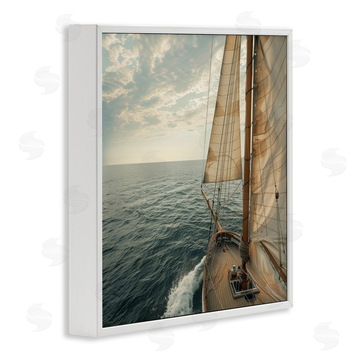 Open Sails on Sea White Frame Print Wall Art, Home Decor by LSR Design Studio