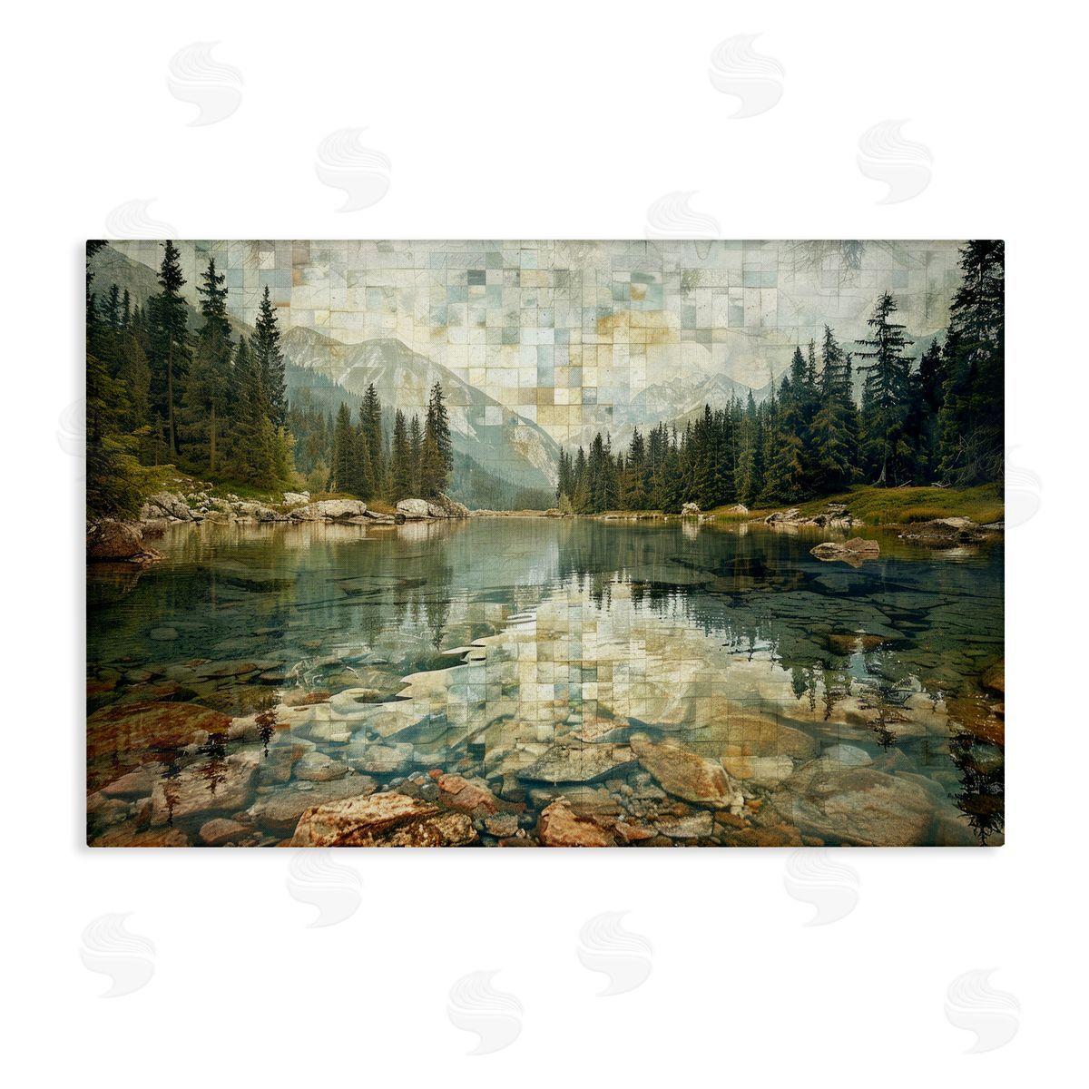 Tiled Mountain Landscape Canvas Wall Art, Home Decor by LSR Design Studio