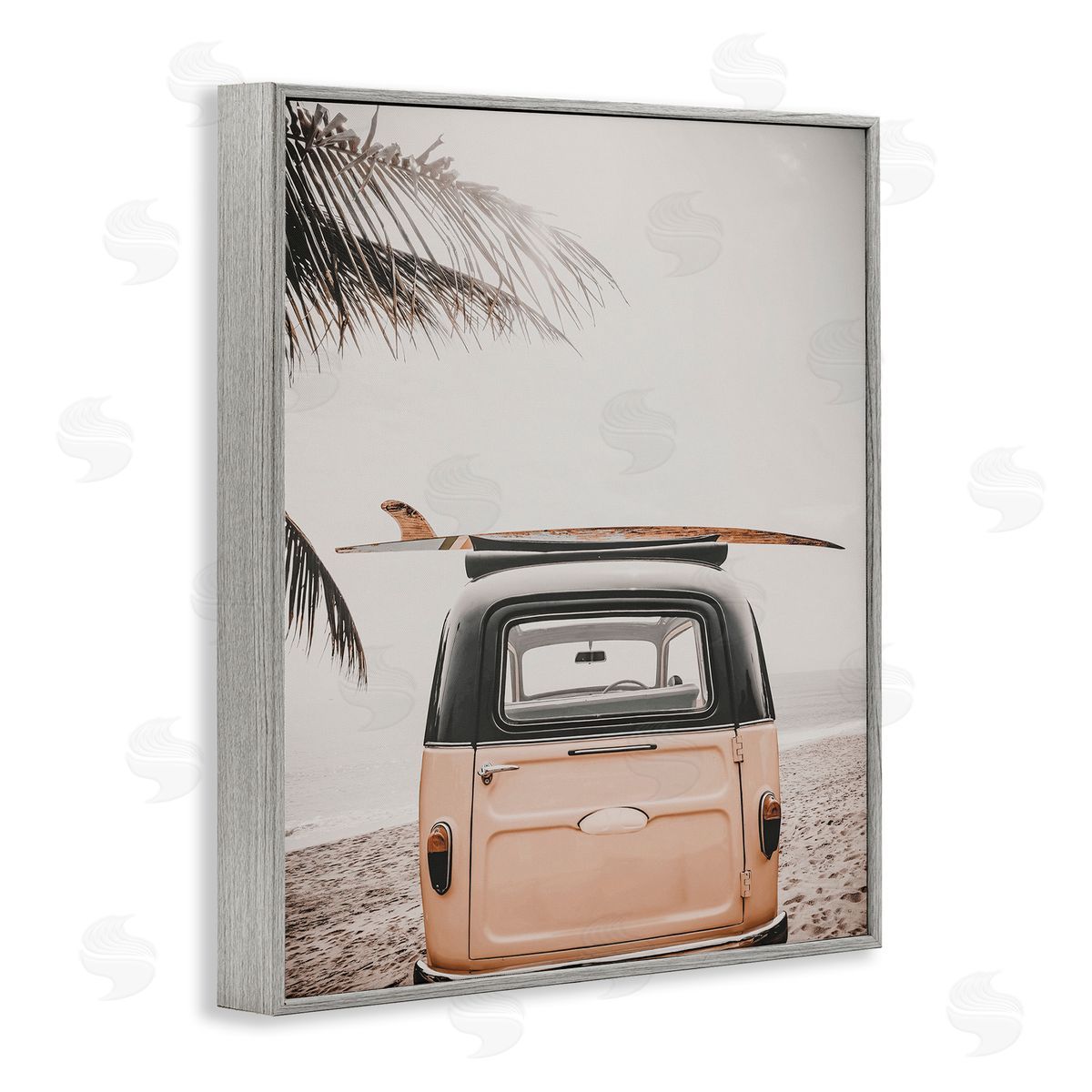 Endless Summer Beach Van Grey Frame Print Wall Art, Home Decor by LSR Design Studio
