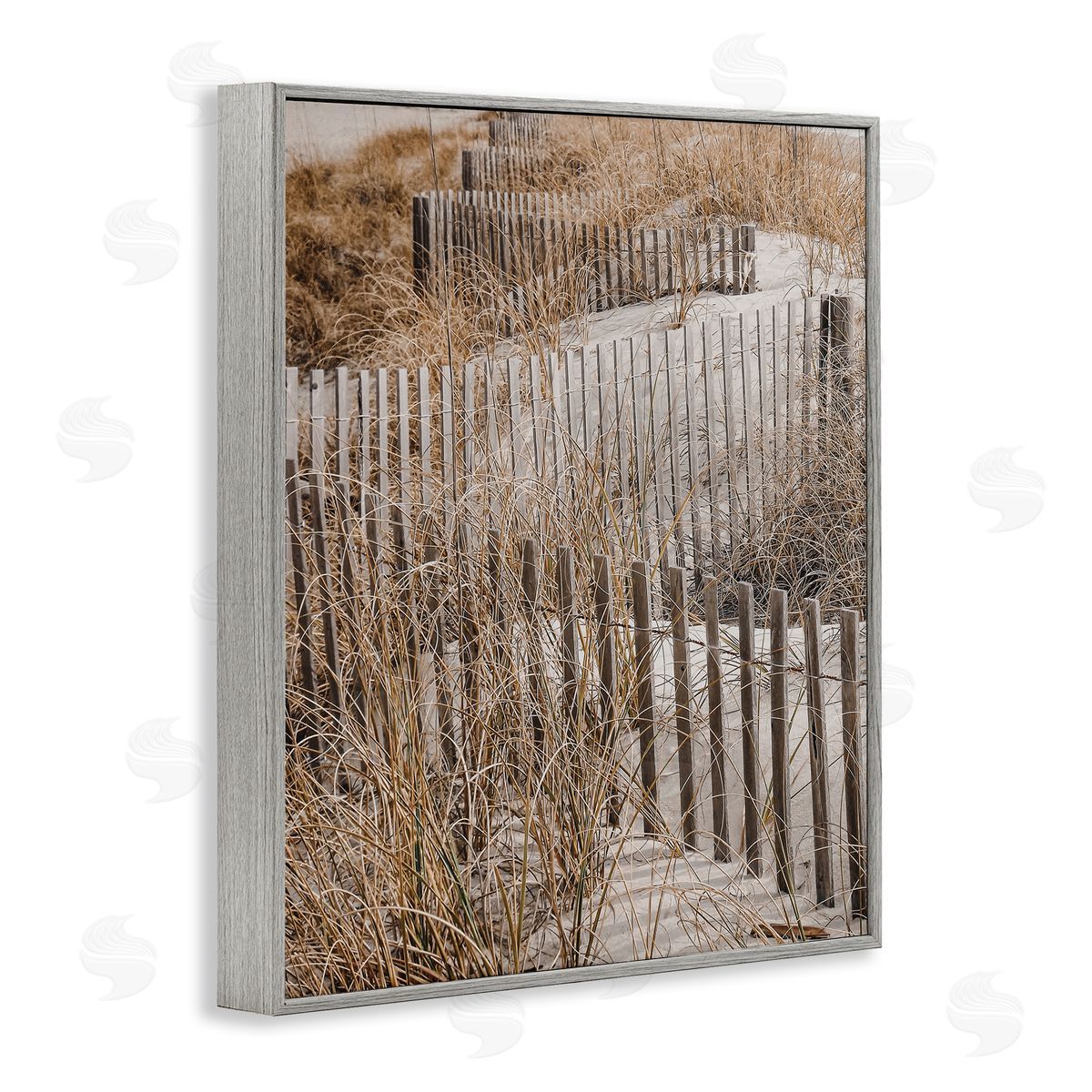 Snaking Beach Fence Grey Frame Print Wall Art, Home Decor by LSR Design Studio
