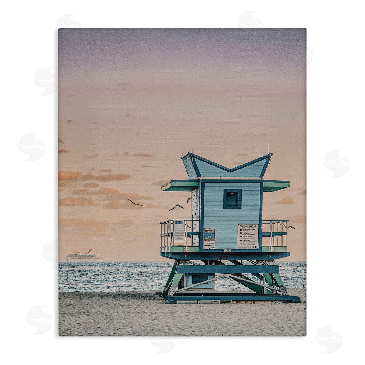 Miami Lifeguard Stand Canvas Wall Art, Home Decor by LSR Design Studio