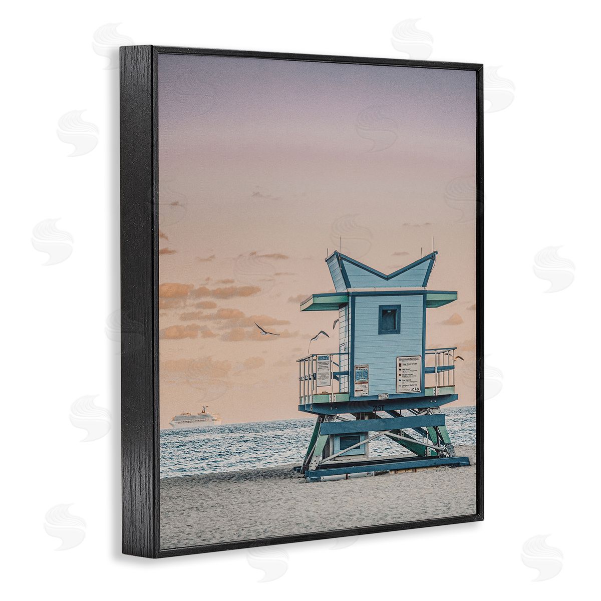 Miami Lifeguard Stand Black Frame Print Wall Art, Home Decor by LSR Design Studio