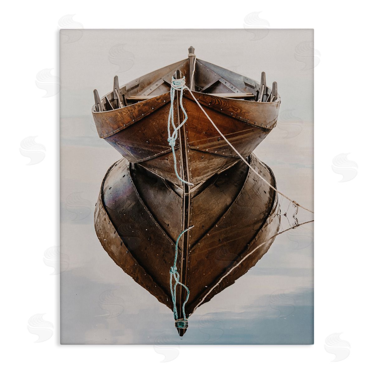 Crisp Rowboat Reflection Canvas Wall Art, Home Decor by LSR Design Studio