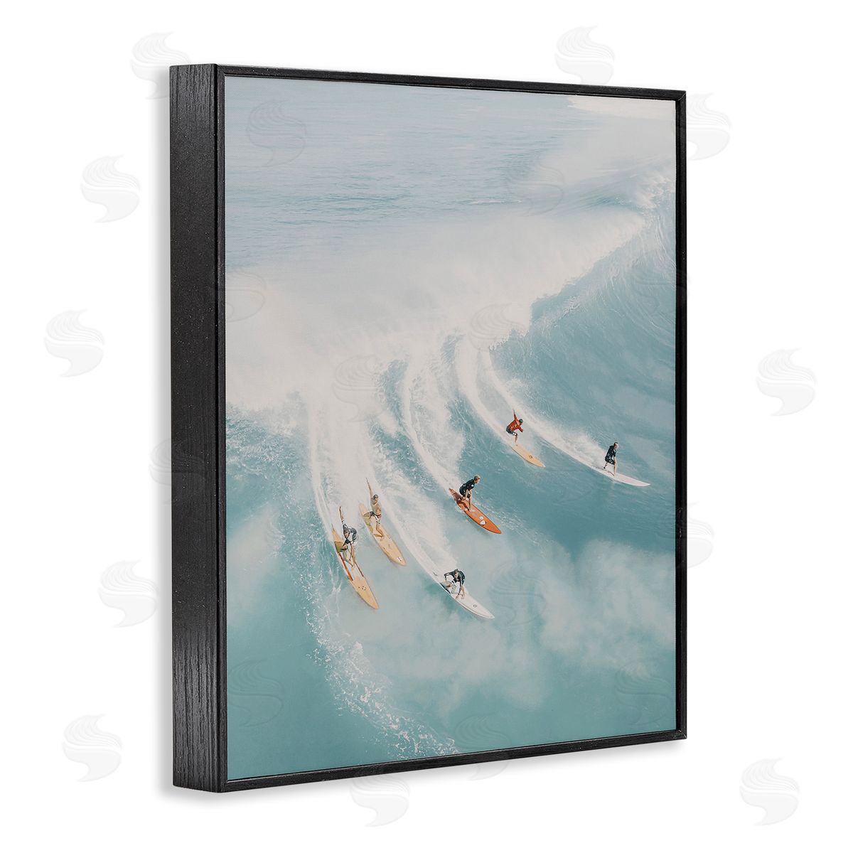 Surfing Race Seascape Black Frame Print Wall Art, Home Decor by LSR Design Studio