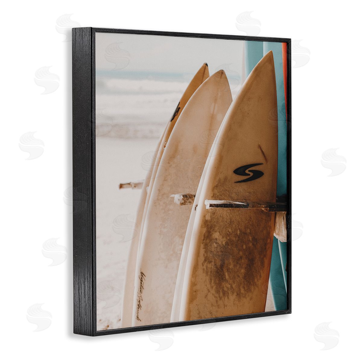 Lined Up Surfboards Black Frame Print Wall Art, Home Decor by LSR Design Studio