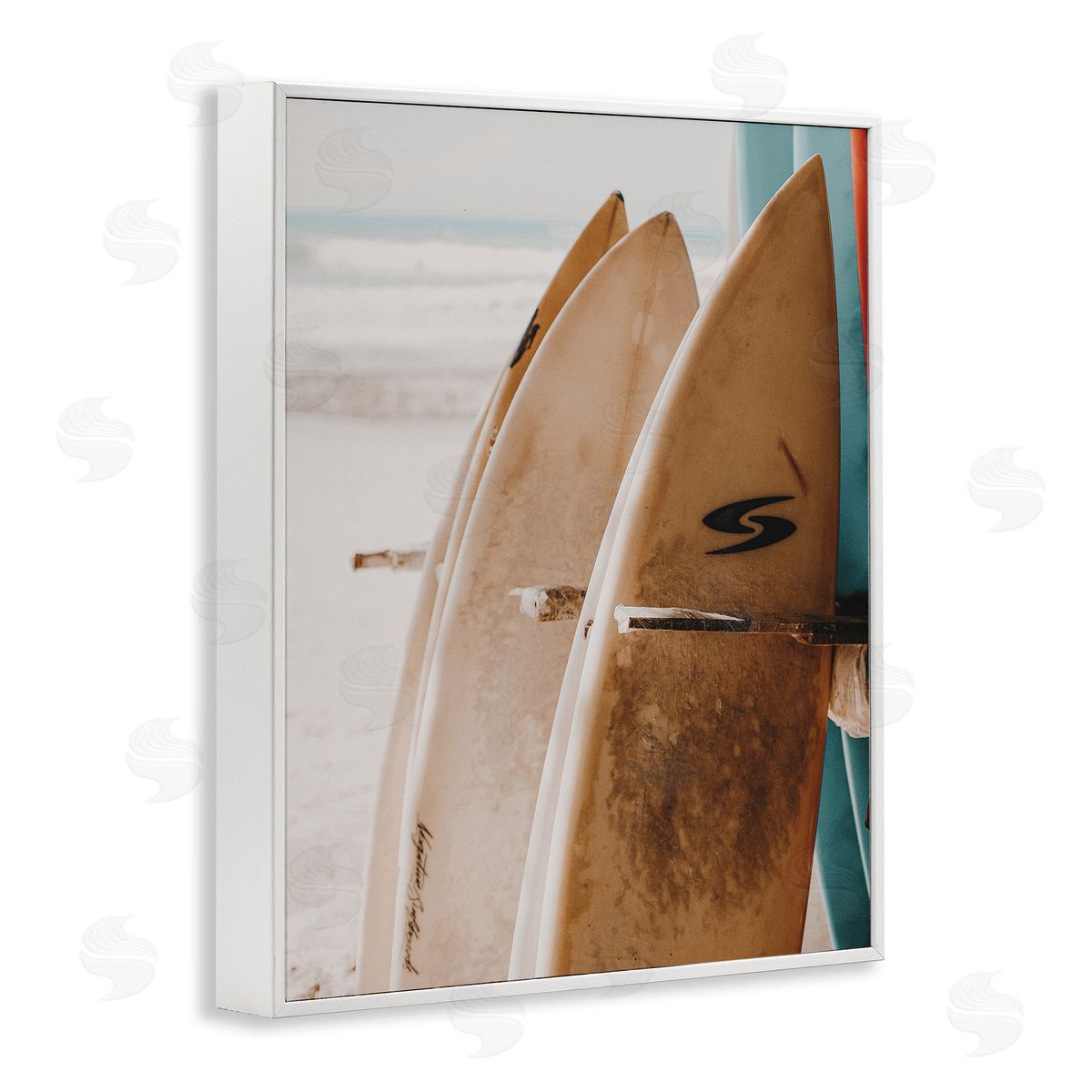 Lined Up Surfboards White Frame Print Wall Art, Home Decor by LSR Design Studio