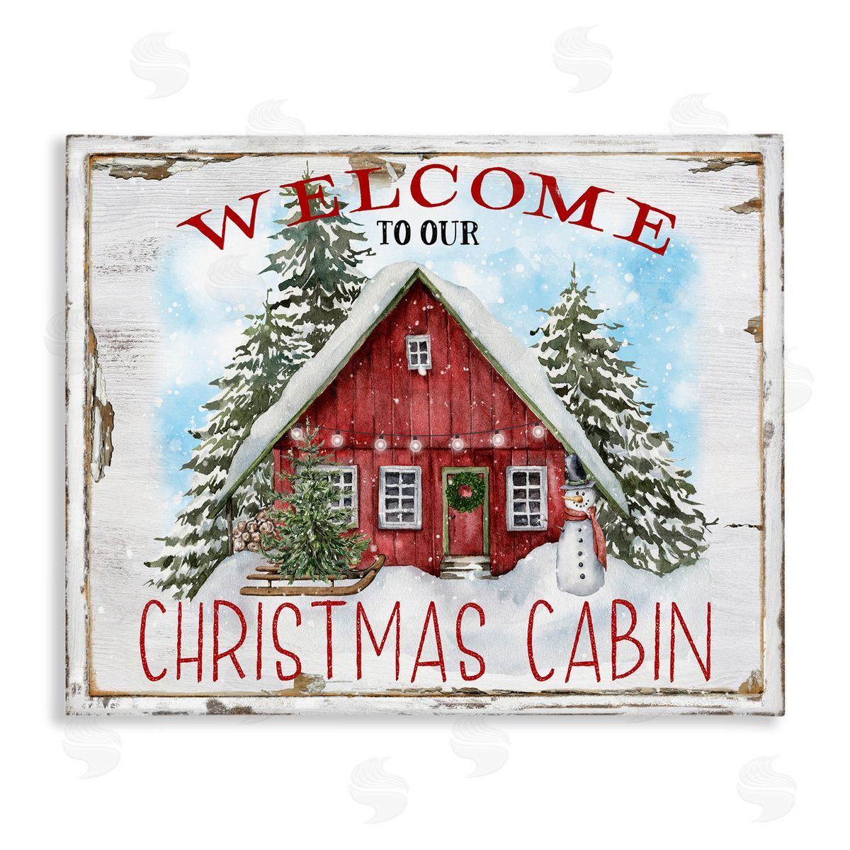 Christmas Cabin Welcome Canvas Wall Art, Home Decor by Creatif Belle