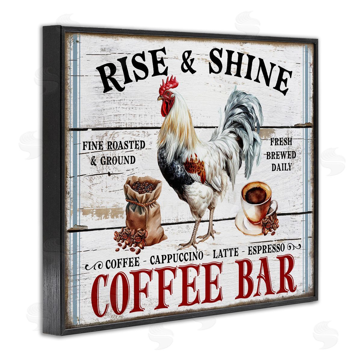 Rise & Shine Coffee Bar Black Frame Print Wall Art, Home Decor by Creatif Belle