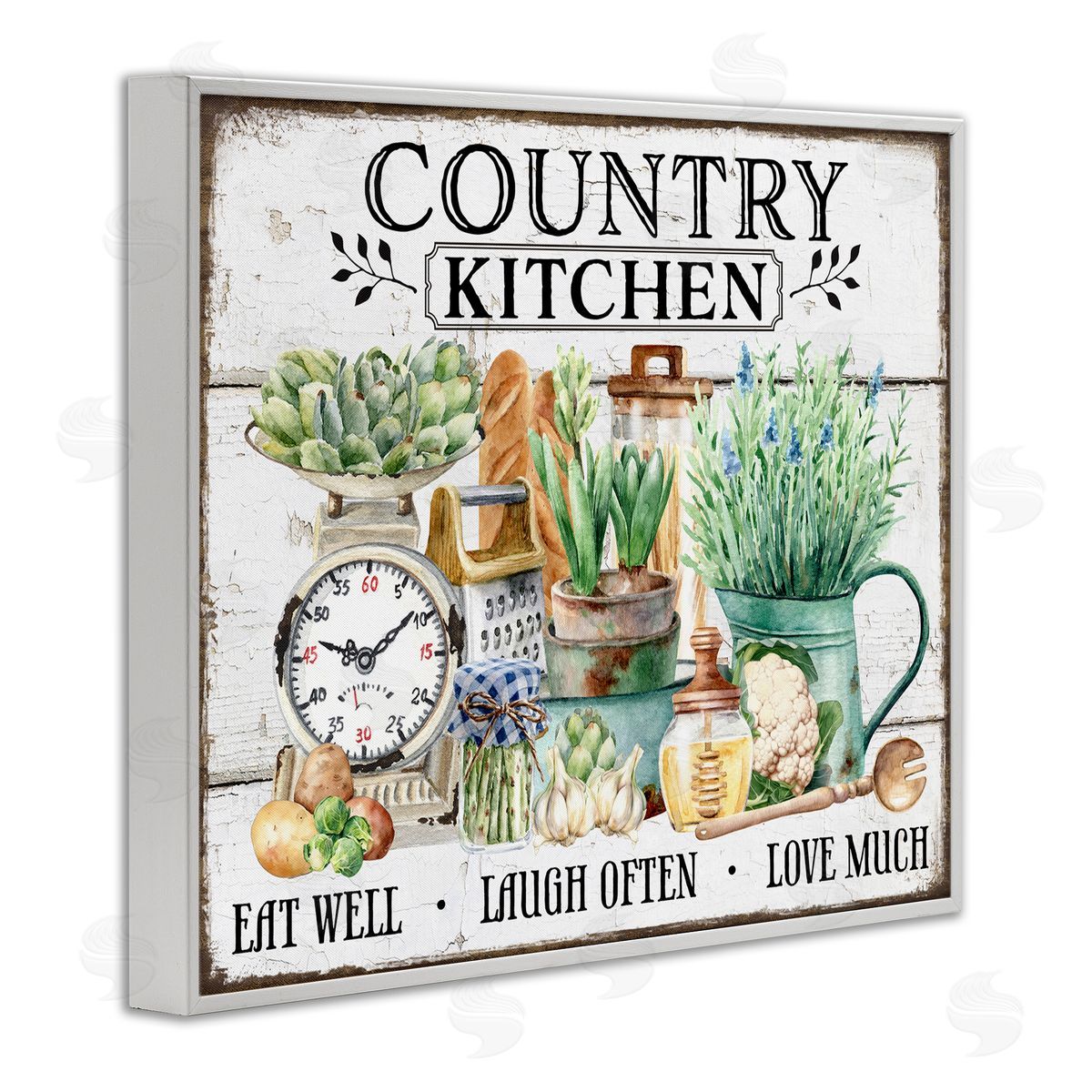 Country Kitchen Still Life White Frame Print Wall Art, Home Decor by Creatif Belle