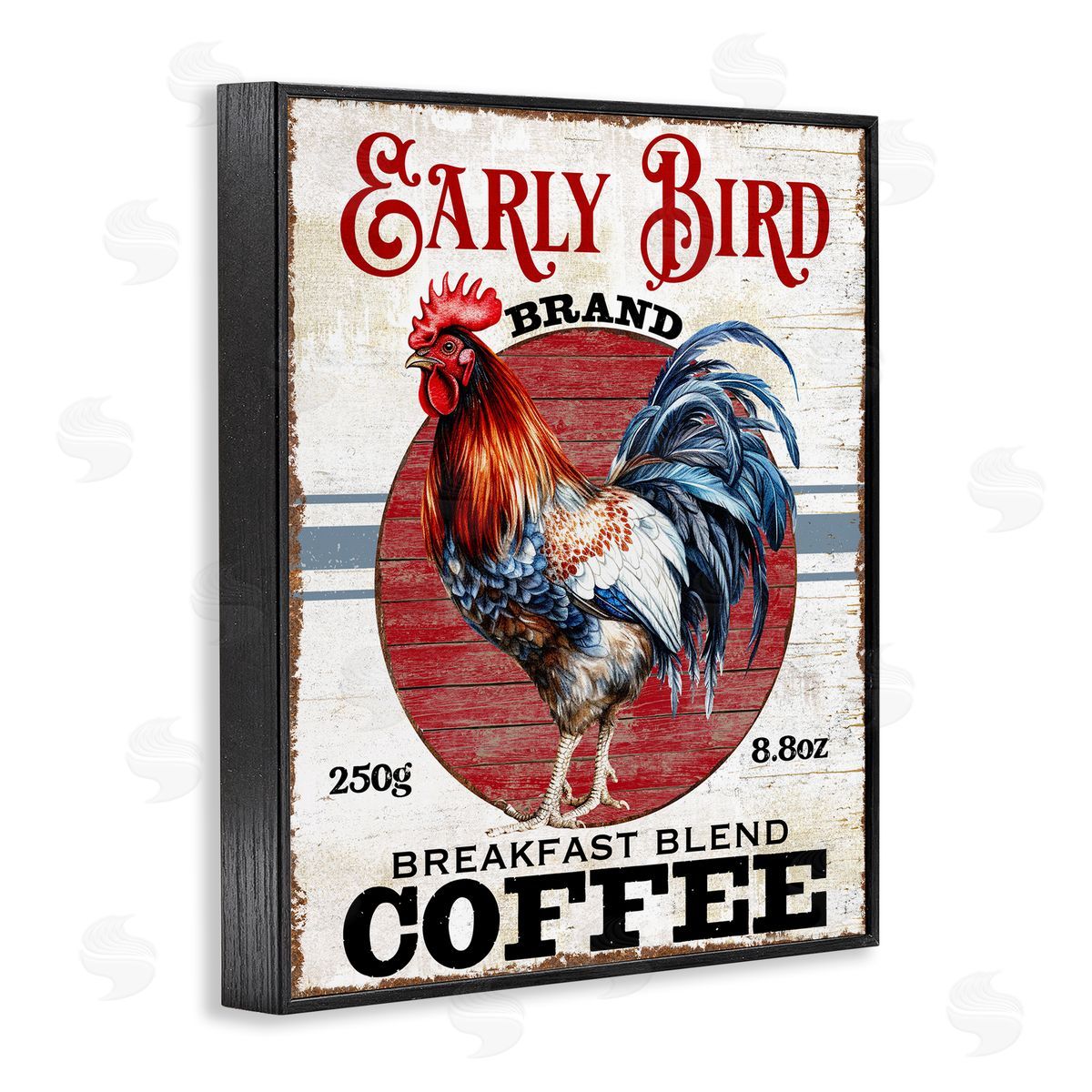 Vintage Early Bird Coffee Black Frame Print Wall Art, Home Decor by Creatif Belle