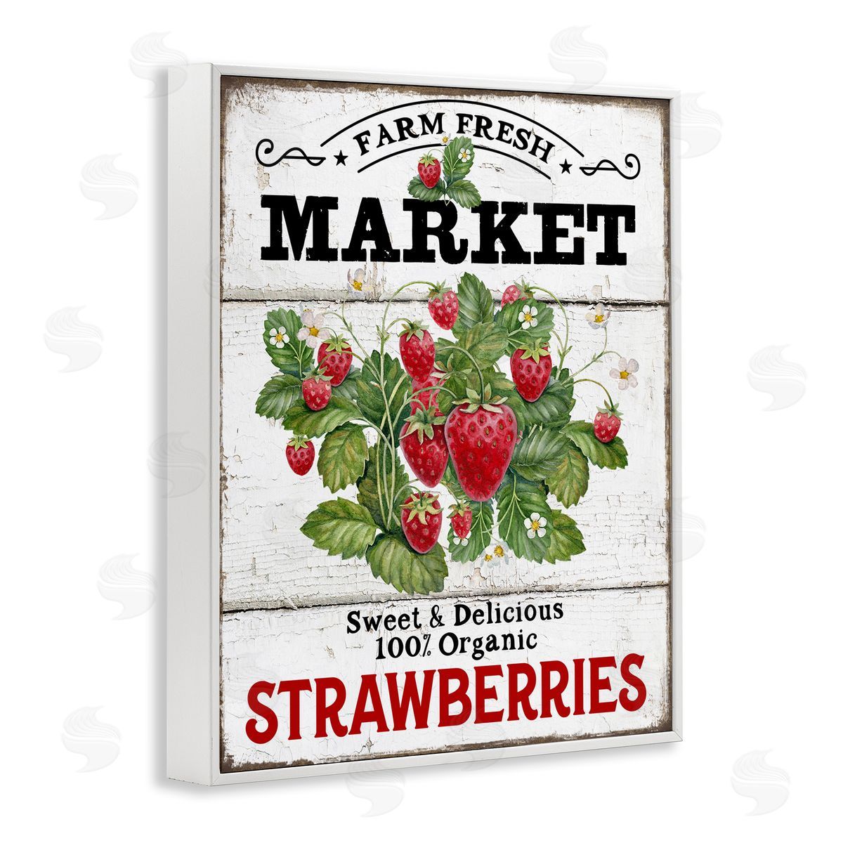 Farm Fresh Strawberries White Frame Print Wall Art, Home Decor by Creatif Belle