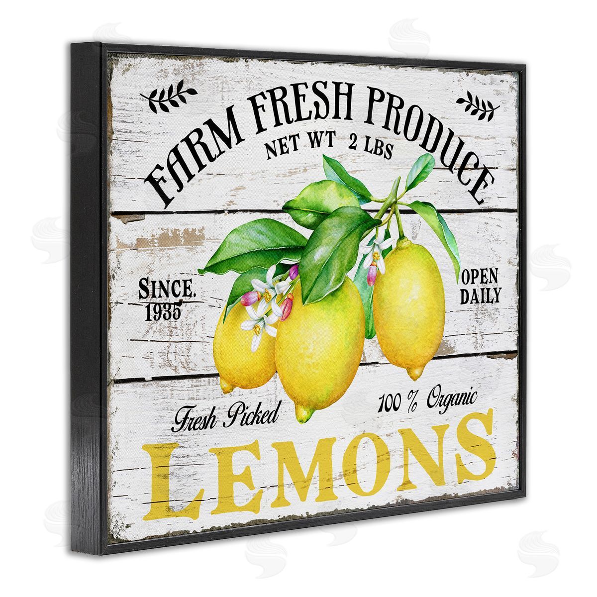 Farm Fresh Produce Lemons Black Frame Print Wall Art, Home Decor by Creatif Belle