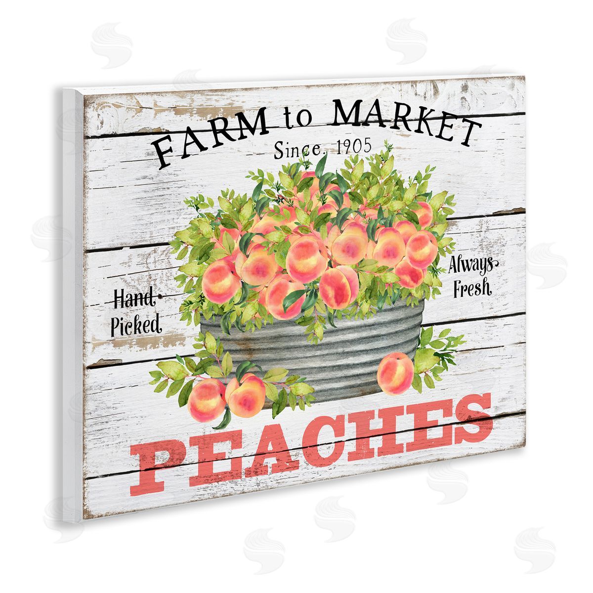 Farm To Market Peaches Wood Plaque Wall Art, Home Decor by Creatif Belle