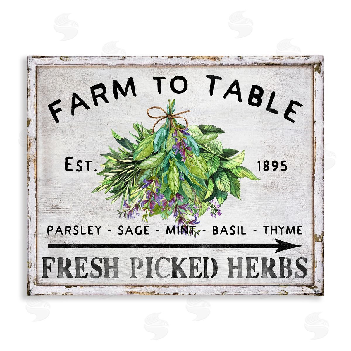 Vintage Farm Herbs Canvas Wall Art, Home Decor by Creatif Belle