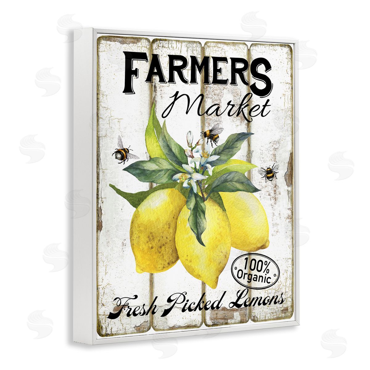 Rustic Farm Market Lemons White Frame Print Wall Art, Home Decor by Creatif Belle