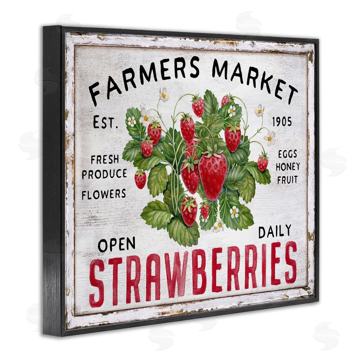 Farmers Market Strawberries Black Frame Print Wall Art, Home Decor by Creatif Belle
