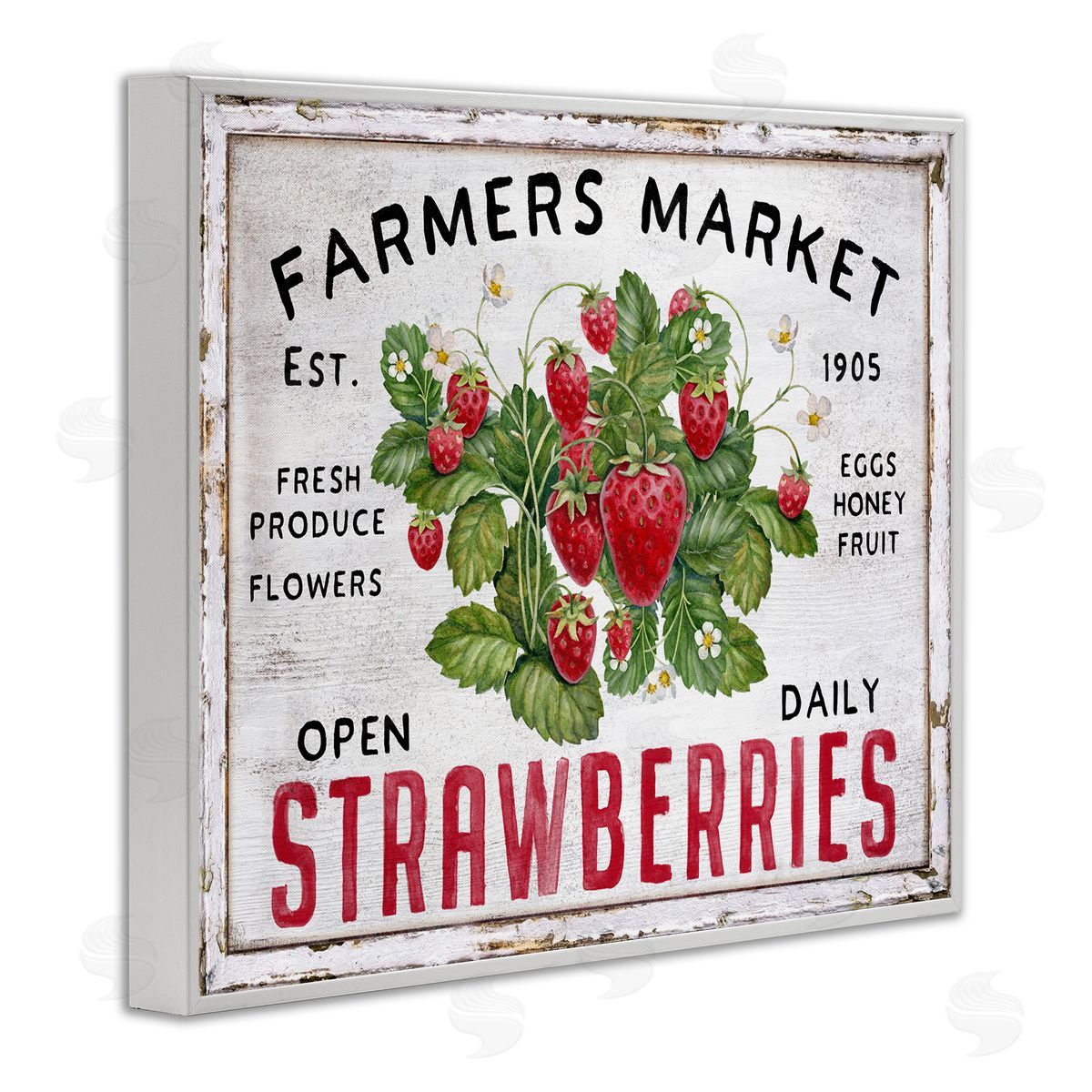 Farmers Market Strawberries White Frame Print Wall Art, Home Decor by Creatif Belle