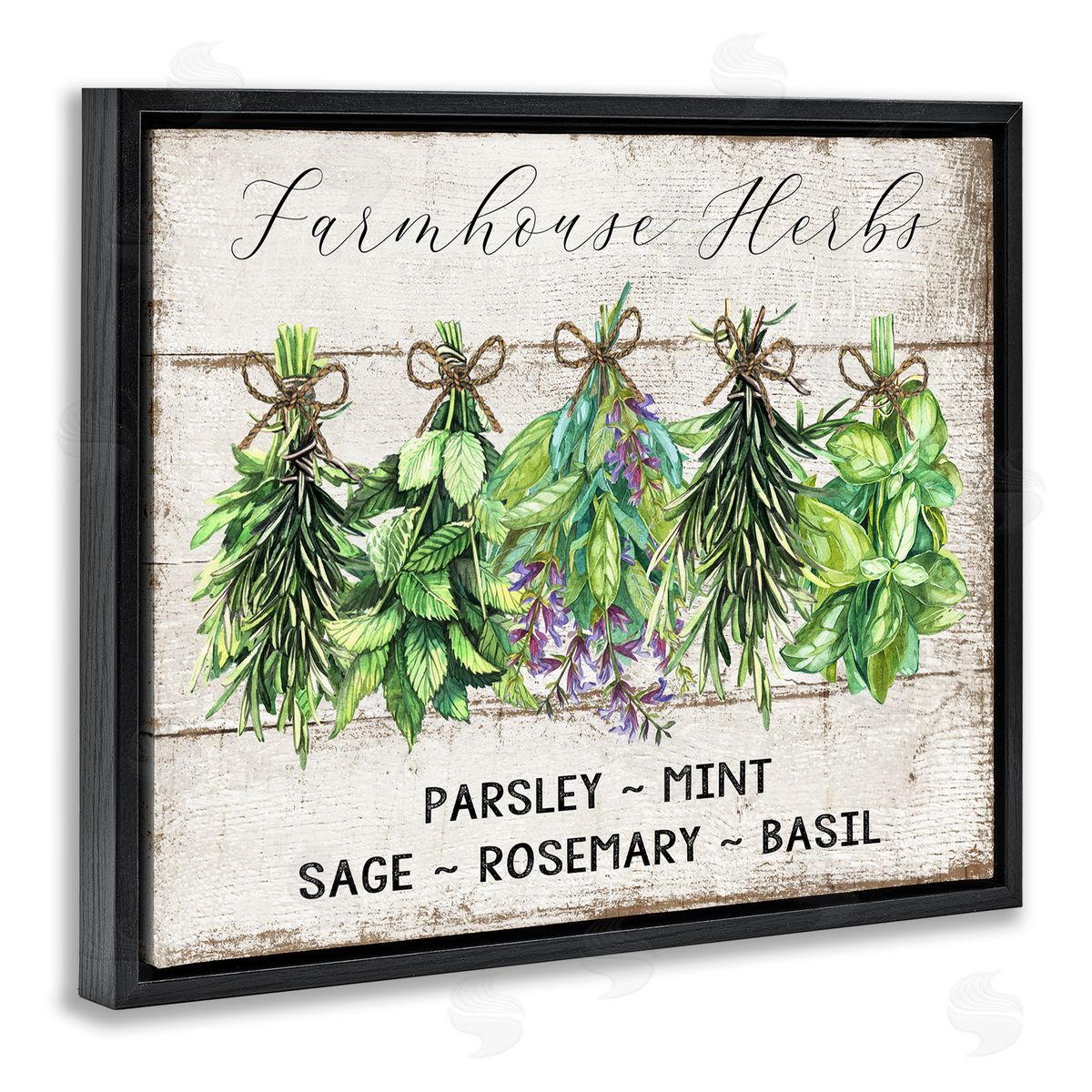 Vintage Farm Market Herbs Black Floating Frame Canvas Wall Art, Home Decor by Creatif Belle