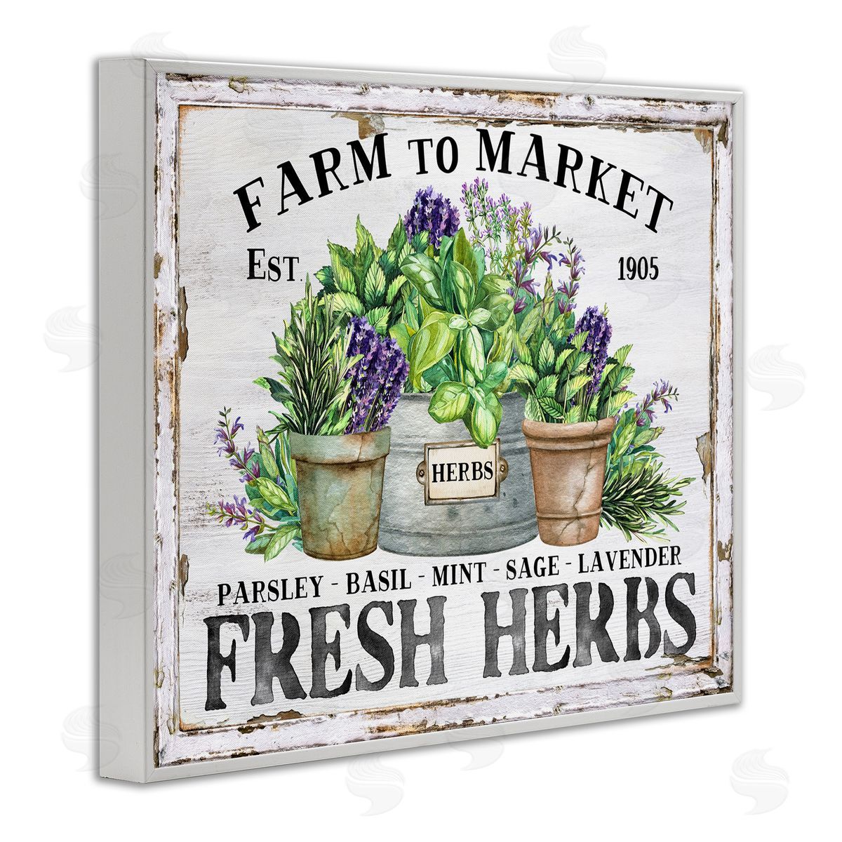 Farmhouse Fresh Herbs White Frame Print Wall Art, Home Decor by Creatif Belle