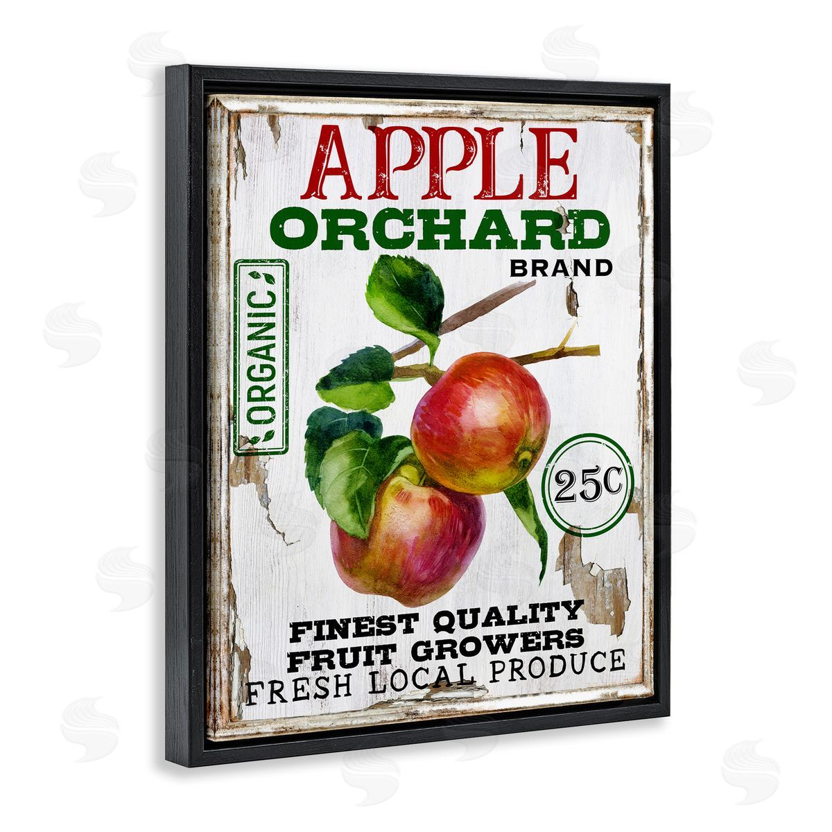 Farmhouse Style Apples Black Floating Frame Canvas Wall Art, Home Decor by Creatif Belle