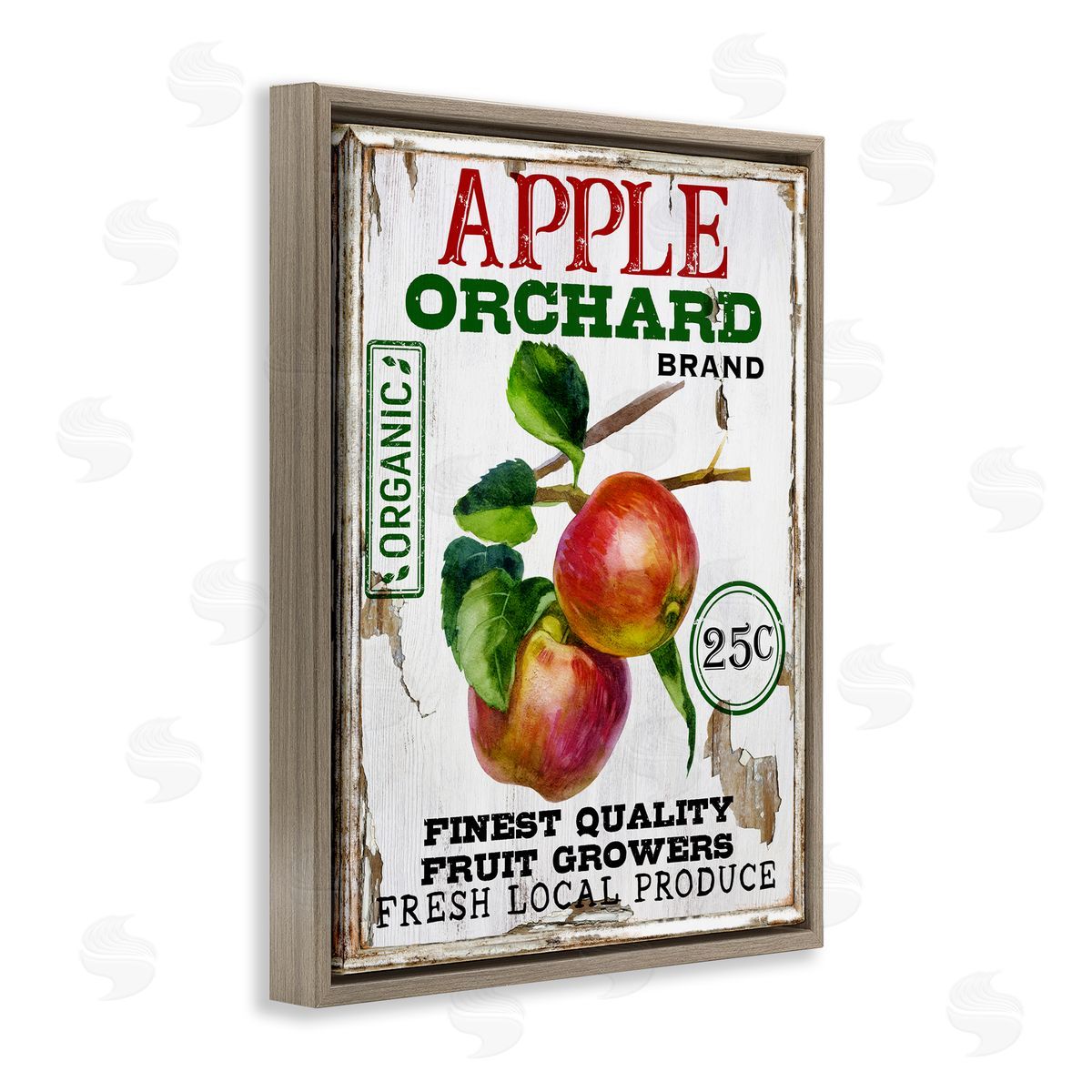 Farmhouse Style Apples Brown Floating Frame Canvas Wall Art, Home Decor by Creatif Belle