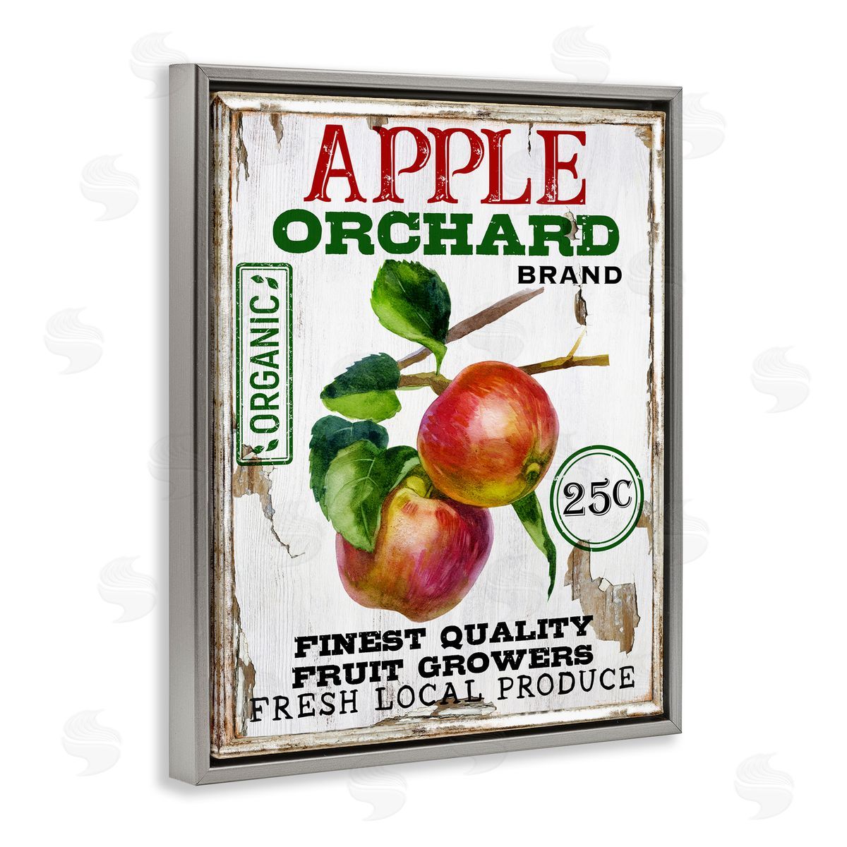 Farmhouse Style Apples Grey Floating Frame Canvas Wall Art, Home Decor by Creatif Belle