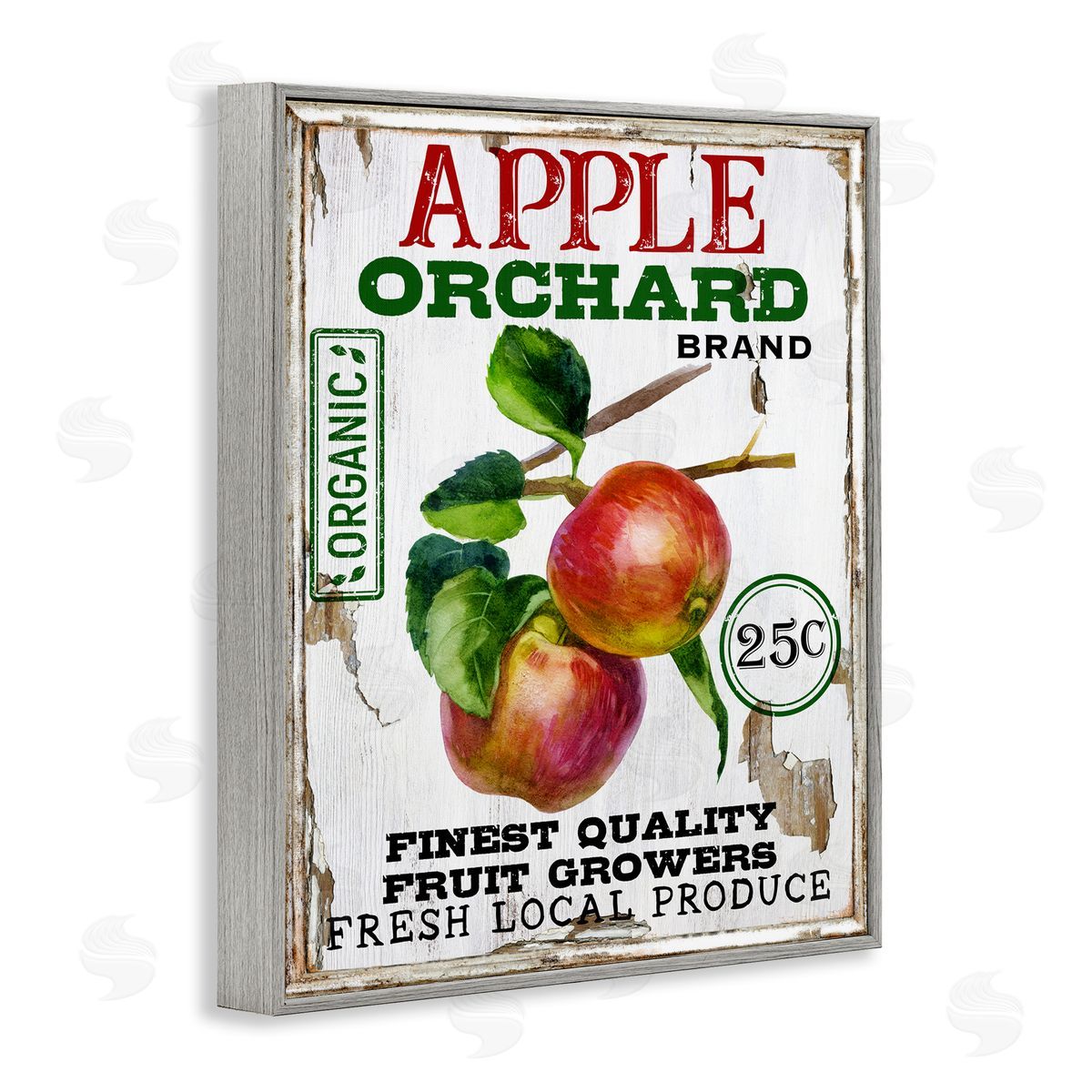 Farmhouse Style Apples Grey Frame Print Wall Art, Home Decor by Creatif Belle