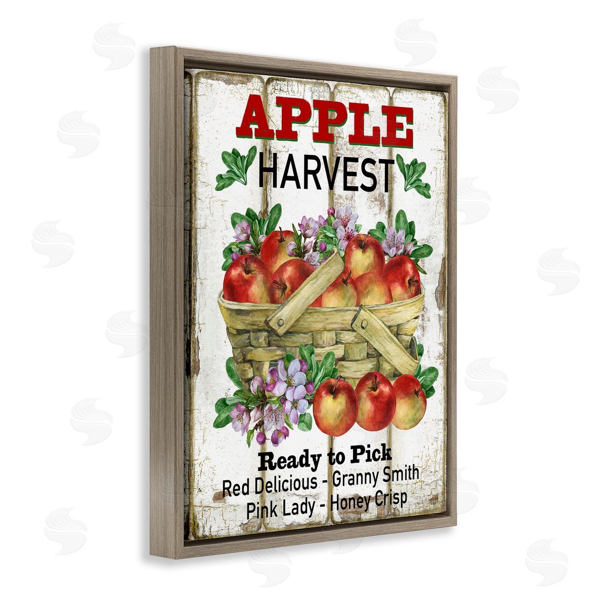 Fresh Apple Harvest Brown Floating Frame Canvas Wall Art, Home Decor by Creatif Belle