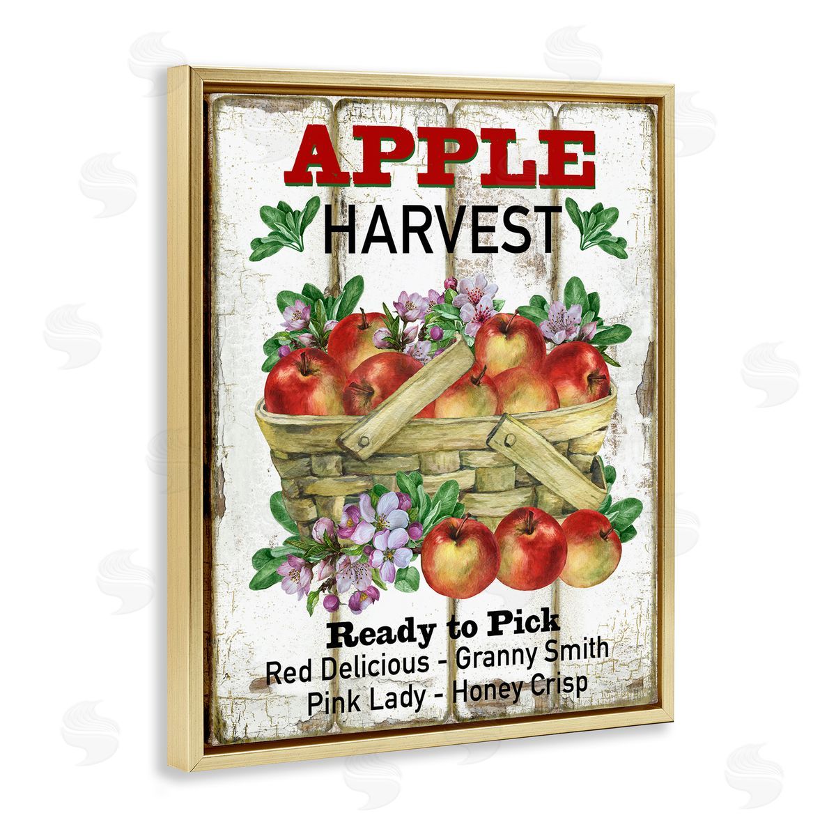 Fresh Apple Harvest Gold Floating Frame Canvas Wall Art, Home Decor by Creatif Belle