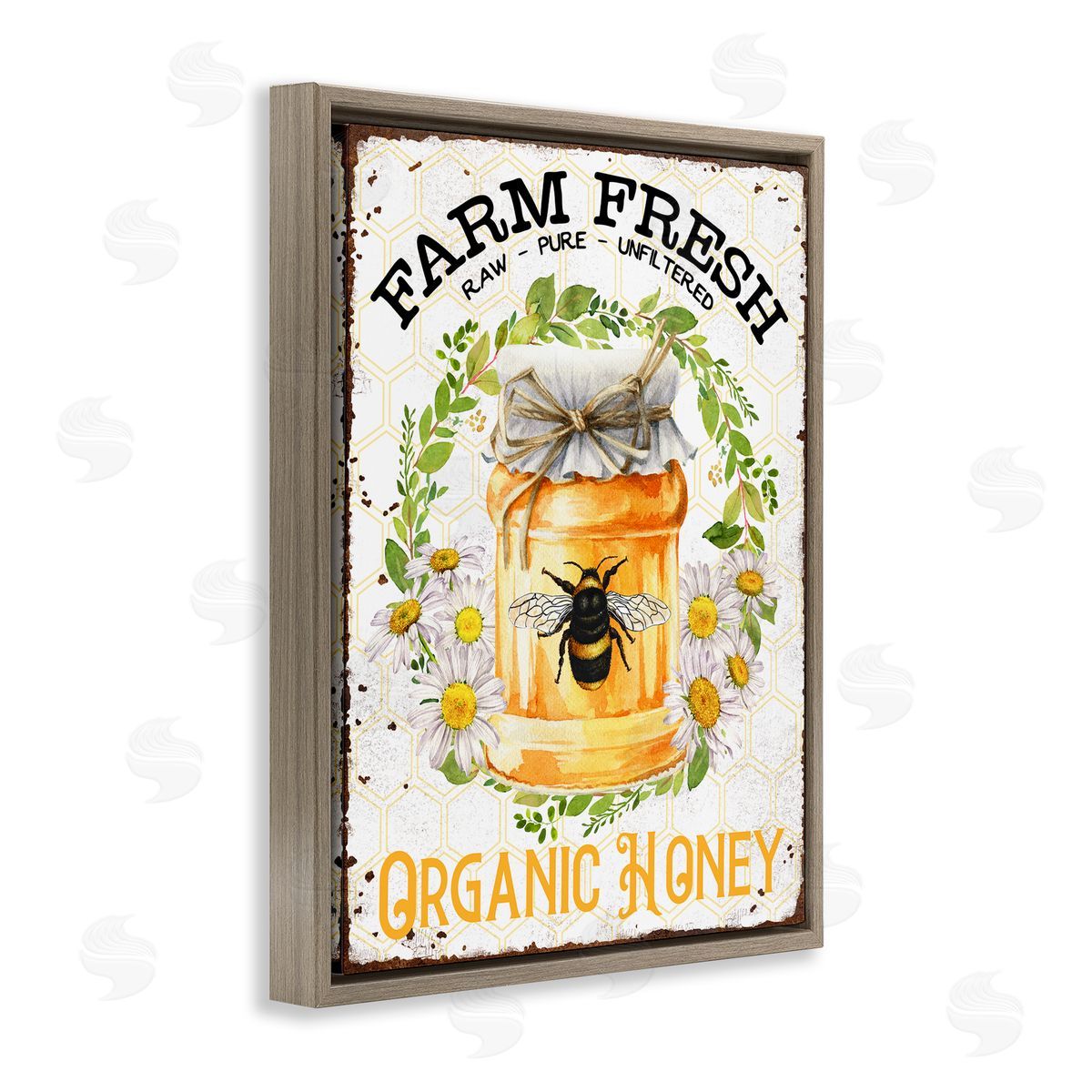 Farm Fresh Organic Honey Brown Floating Frame Canvas Wall Art, Home Decor by Creatif Belle