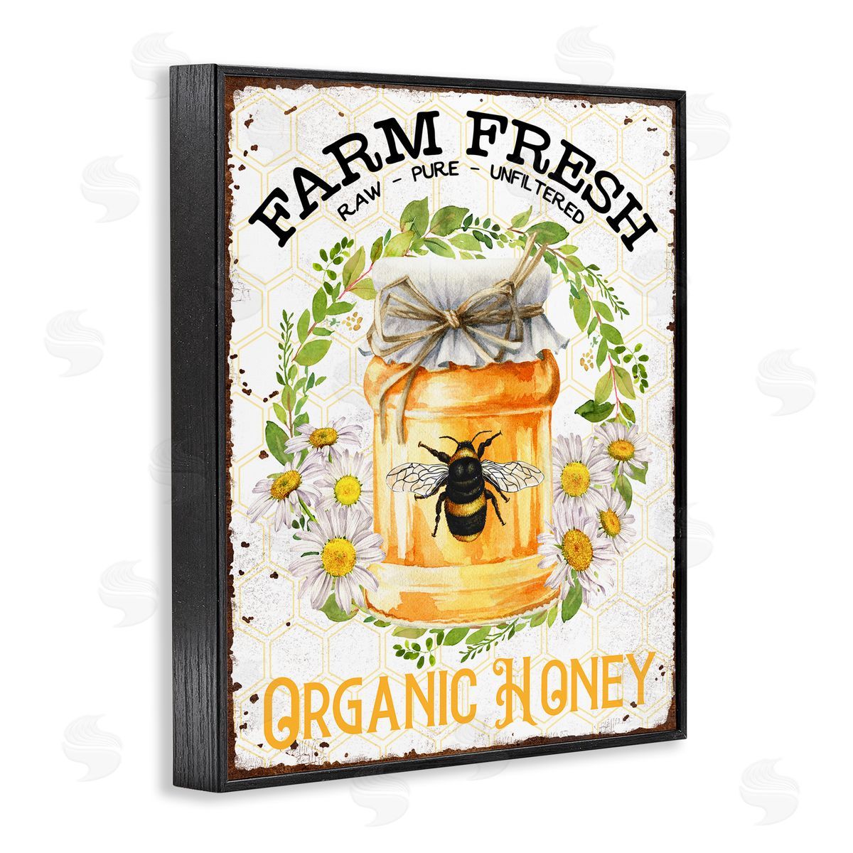 Farm Fresh Organic Honey Black Frame Print Wall Art, Home Decor by Creatif Belle