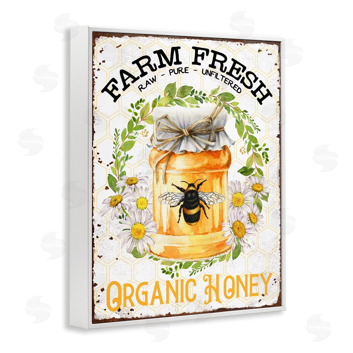 Farm Fresh Organic Honey White Frame Print Wall Art, Home Decor by Creatif Belle