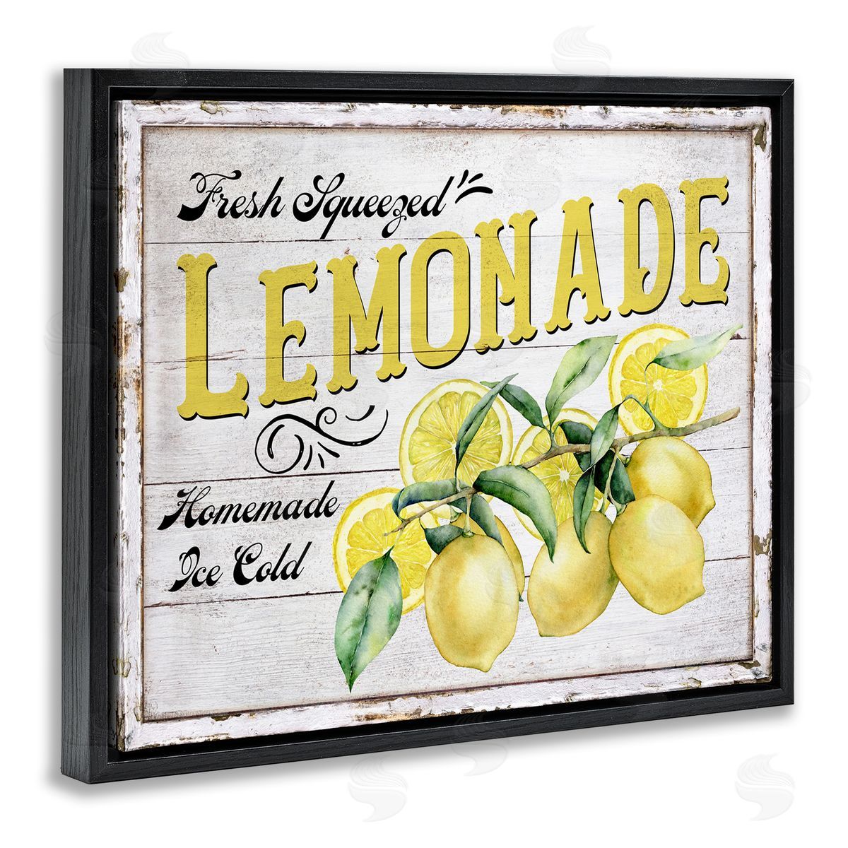 Fresh Squeezed Lemonade Black Floating Frame Canvas Wall Art, Home Decor by Creatif Belle