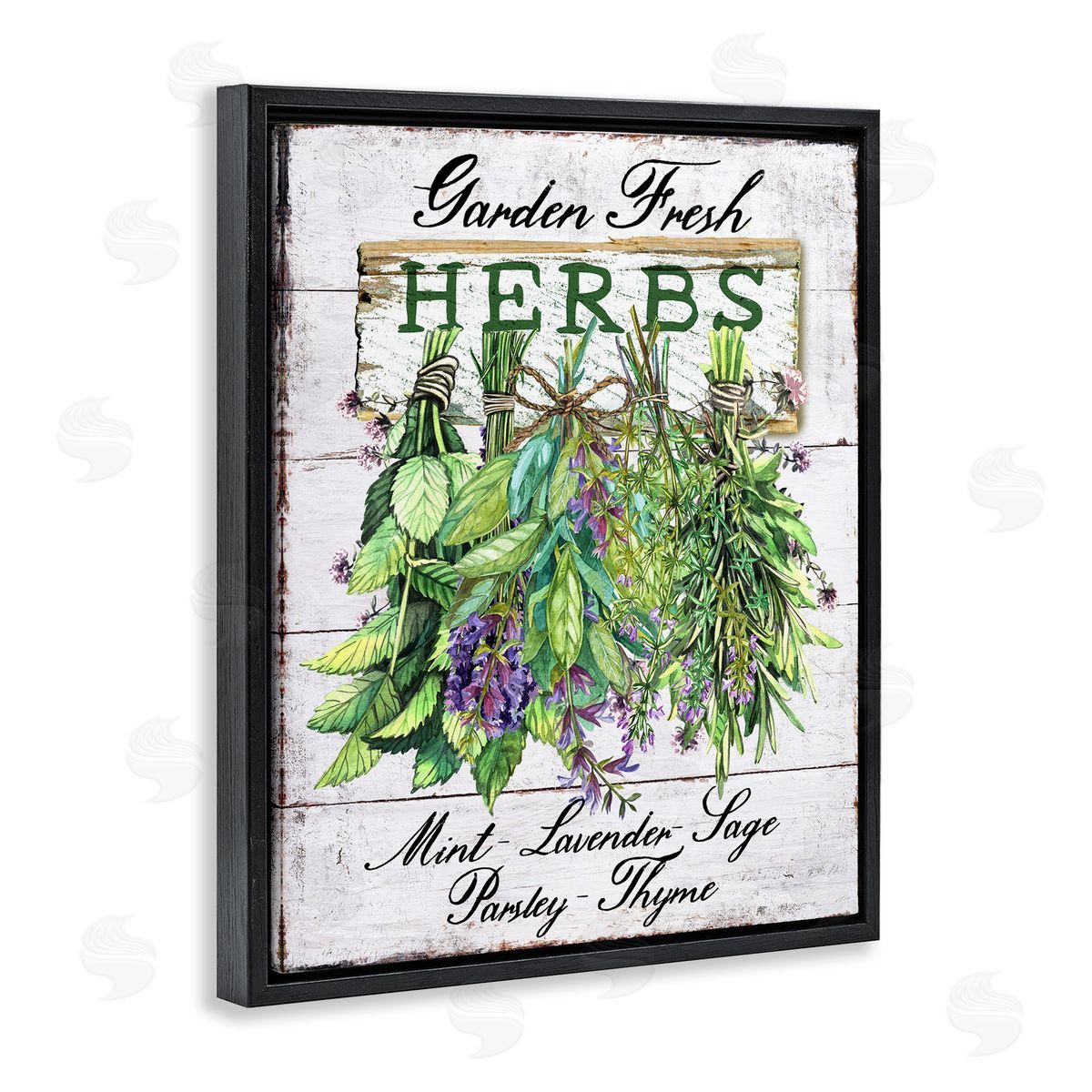 Garden Fresh Herbs Black Floating Frame Canvas Wall Art, Home Decor by Creatif Belle