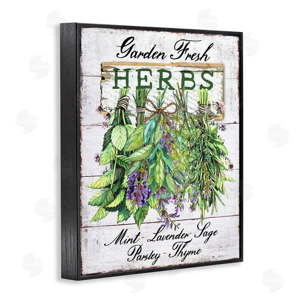 Garden Fresh Herbs Black Frame Print Wall Art, Home Decor by Creatif Belle