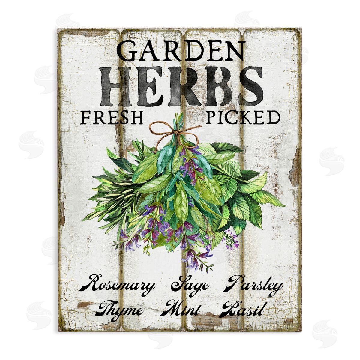 Fresh Picked Garden Herbs Canvas Wall Art, Home Decor by Creatif Belle