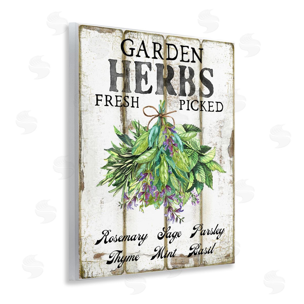 Fresh Picked Garden Herbs Wood Plaque Wall Art, Home Decor by Creatif Belle