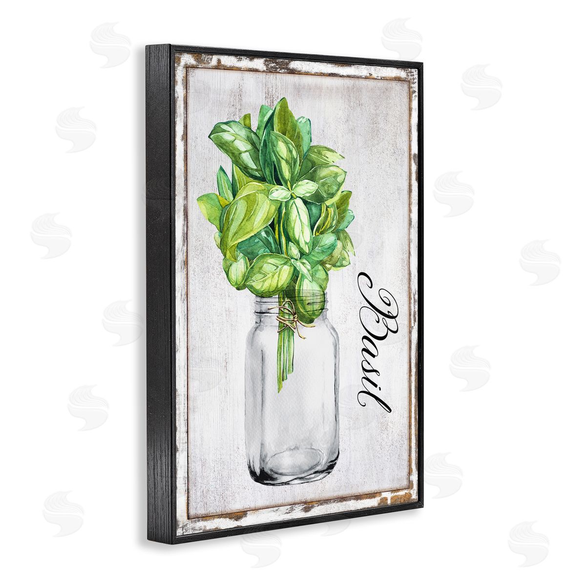 Rustic Garden Basil Black Frame Print Wall Art, Home Decor by Creatif Belle