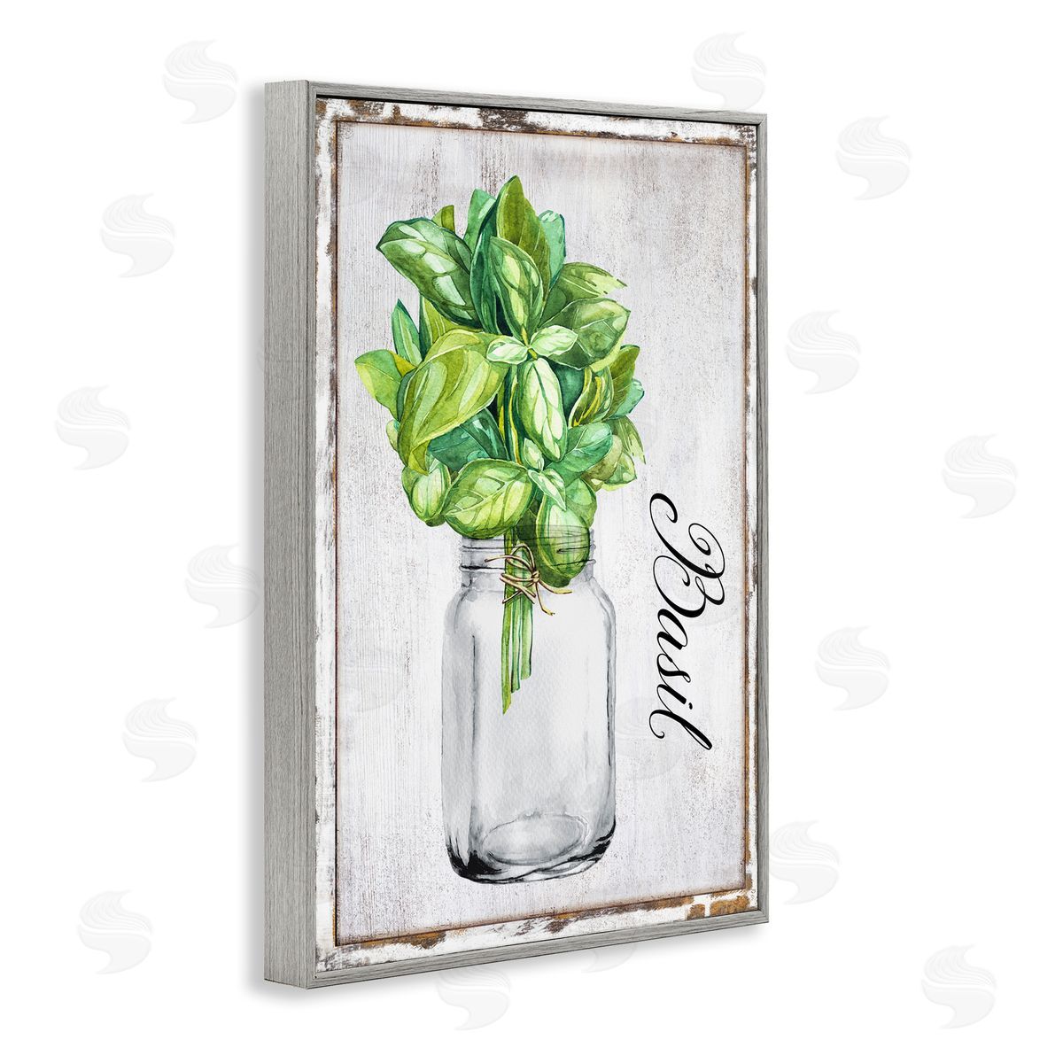 Rustic Garden Basil Grey Frame Print Wall Art, Home Decor by Creatif Belle