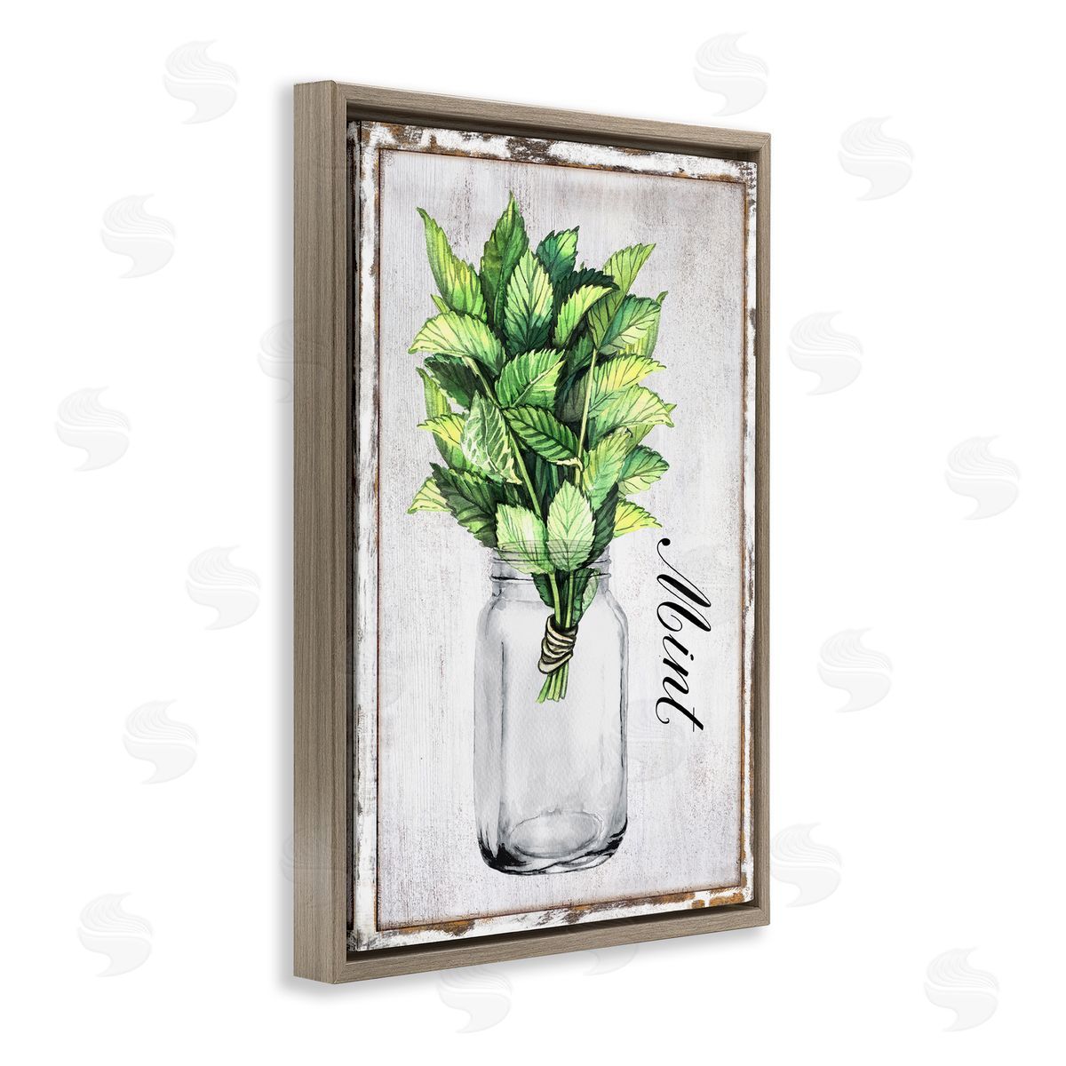 Rustic Garden Mint Brown Floating Frame Canvas Wall Art, Home Decor by Creatif Belle