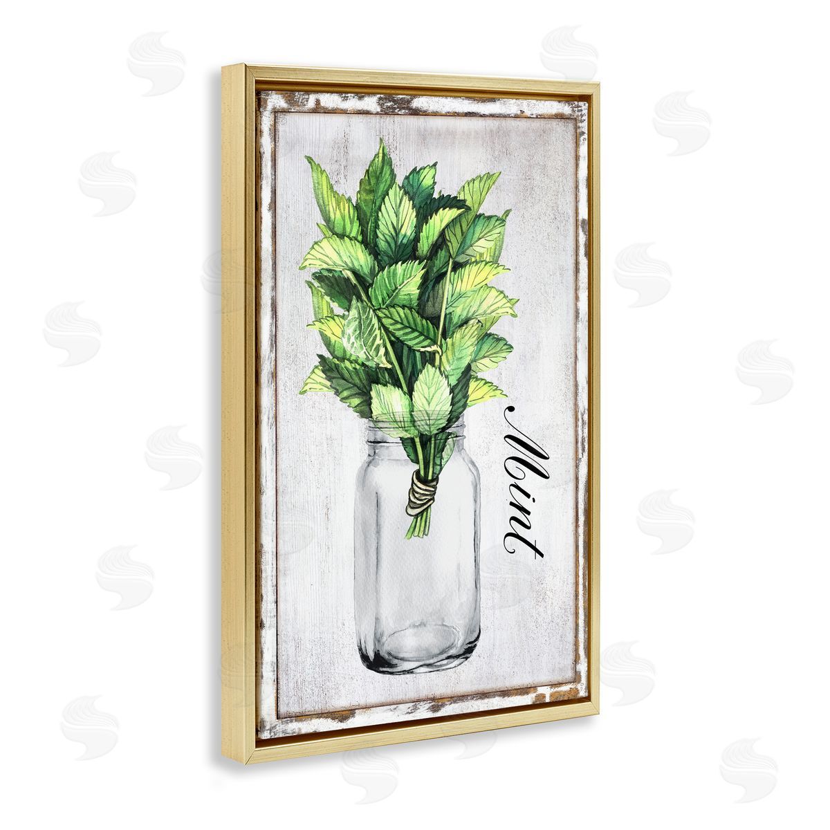 Rustic Garden Mint Gold Floating Frame Canvas Wall Art, Home Decor by Creatif Belle