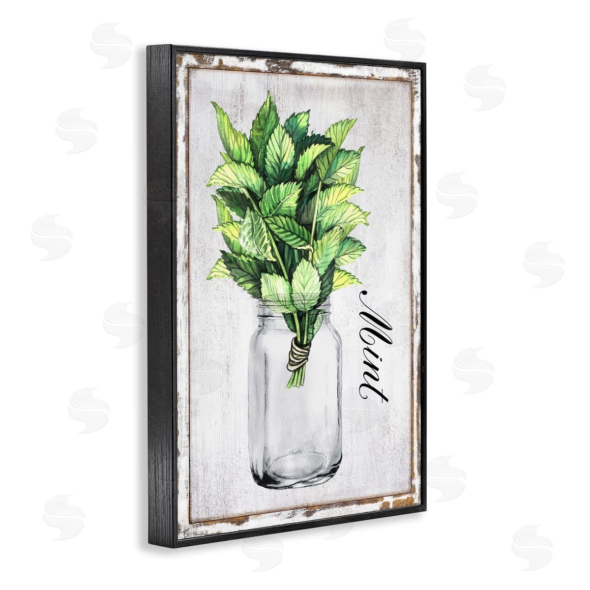 Rustic Garden Mint Black Frame Print Wall Art, Home Decor by Creatif Belle