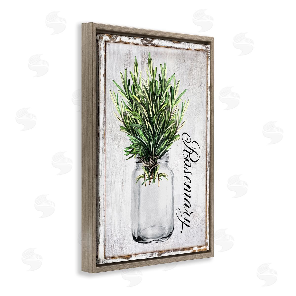 Rustic Garden Rosemary Brown Floating Frame Canvas Wall Art, Home Decor by Creatif Belle