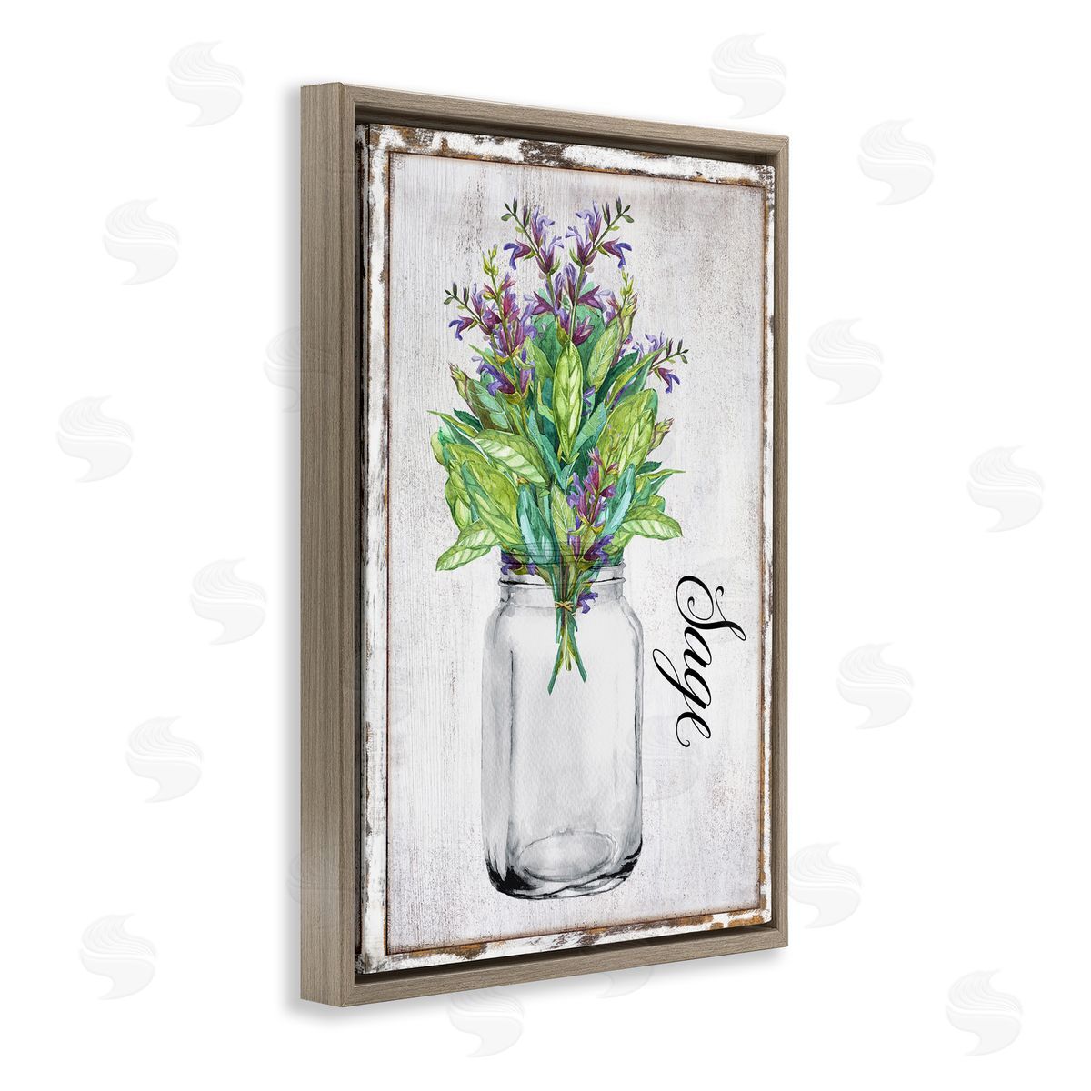 Rustic Garden Sage Brown Floating Frame Canvas Wall Art, Home Decor by Creatif Belle