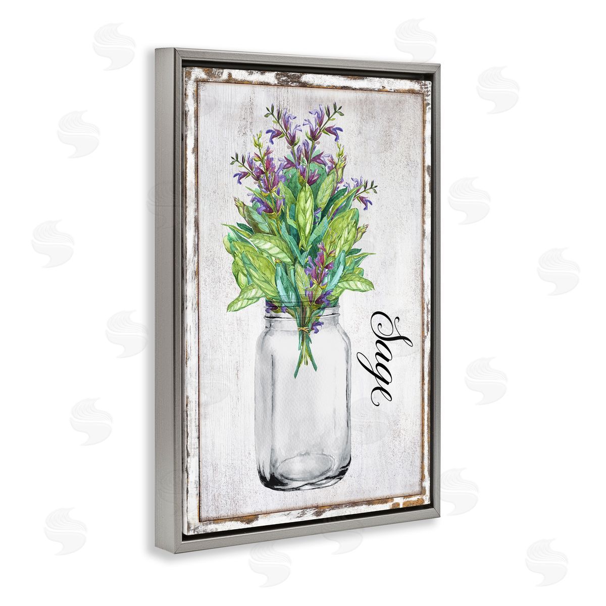 Rustic Garden Sage Grey Floating Frame Canvas Wall Art, Home Decor by Creatif Belle