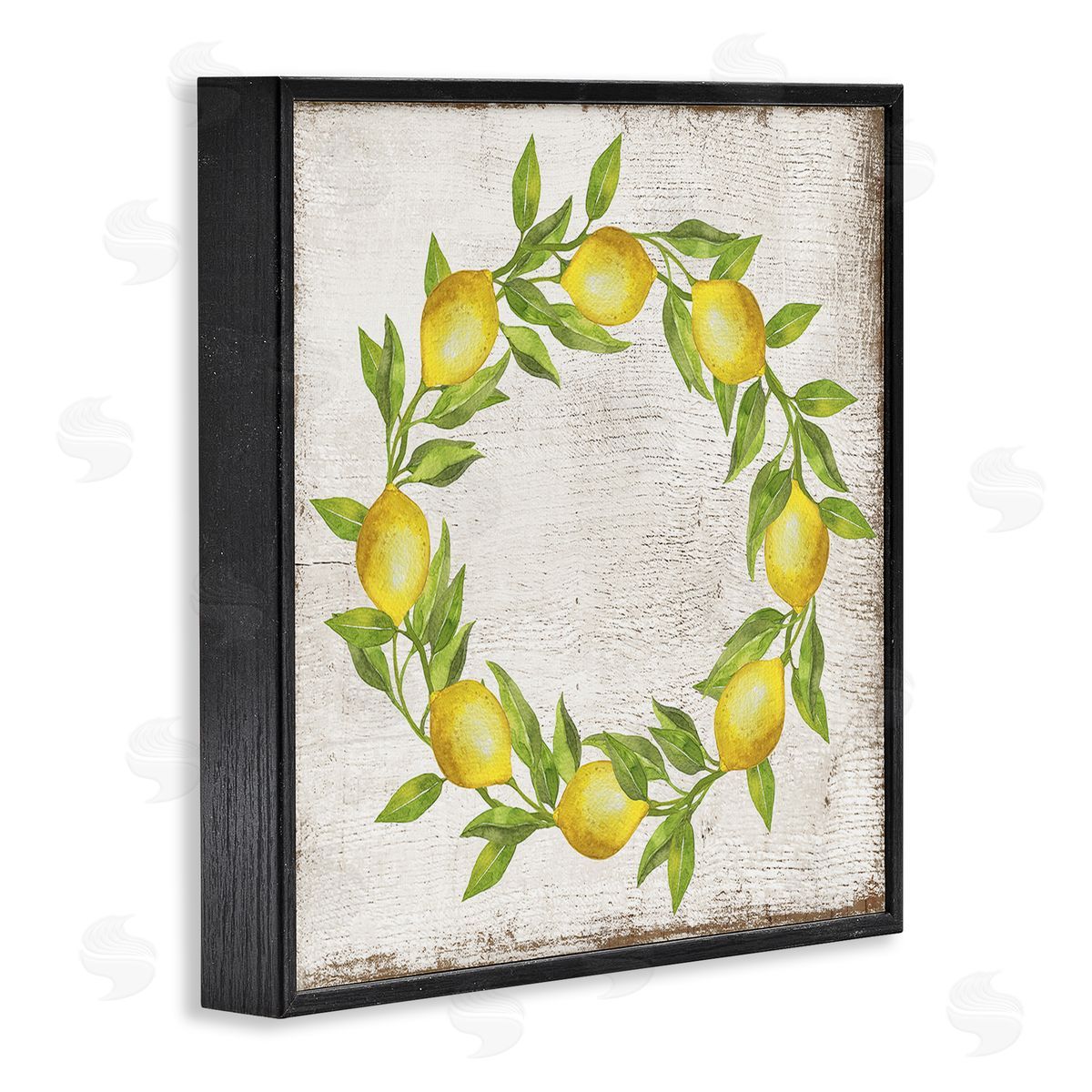 O Letter Lemon Wreath Black Frame Print Wall Art, Home Decor by Creatif Belle