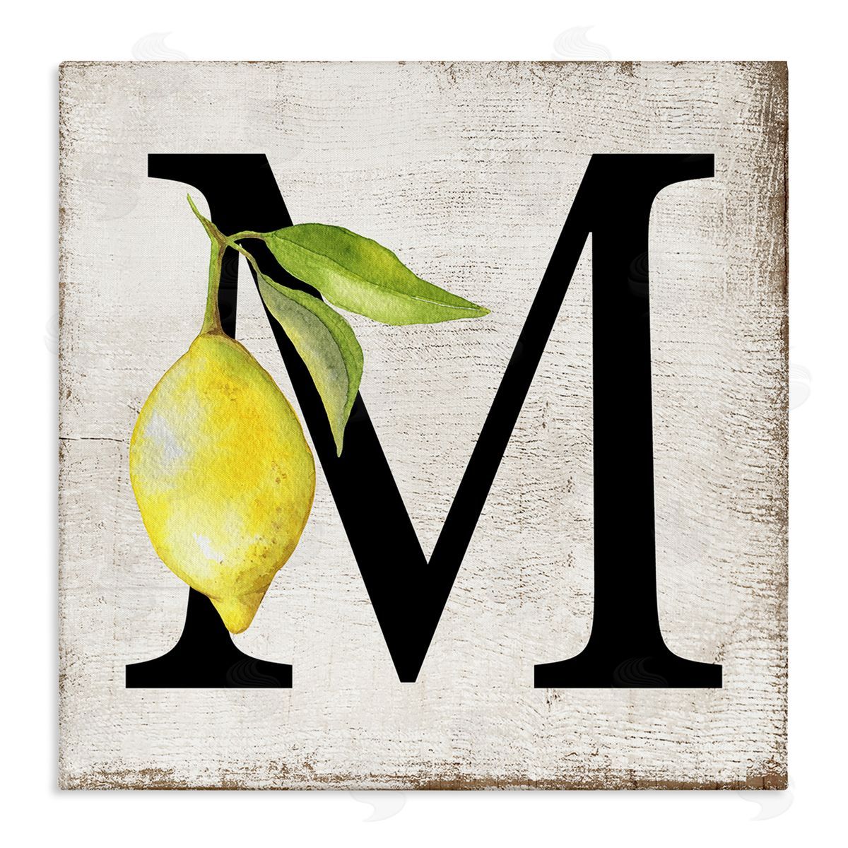 M with Lemon Letter Canvas Wall Art, Home Decor by Creatif Belle