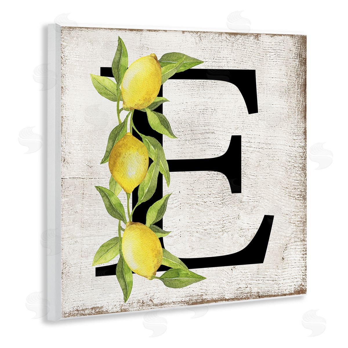 E with Lemon Letter Wood Plaque Wall Art, Home Decor by Creatif Belle