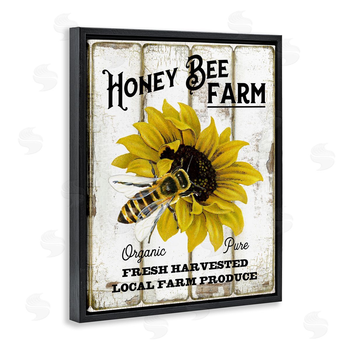 Honey Bee Farm Black Floating Frame Canvas Wall Art, Home Decor by Creatif Belle