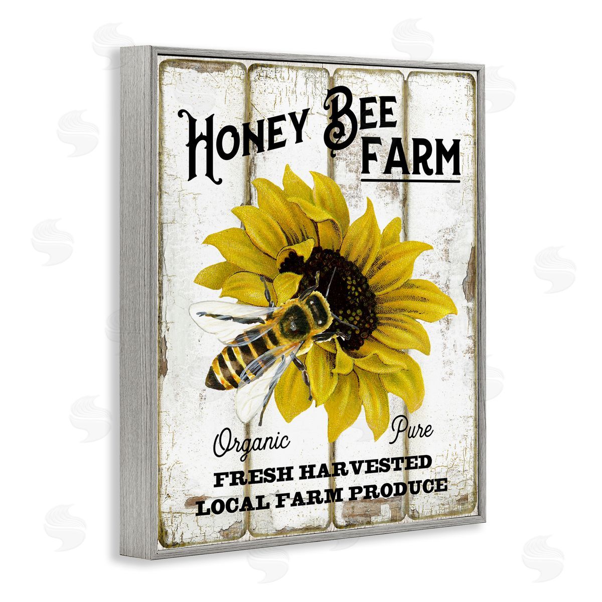 Honey Bee Farm Grey Frame Print Wall Art, Home Decor by Creatif Belle
